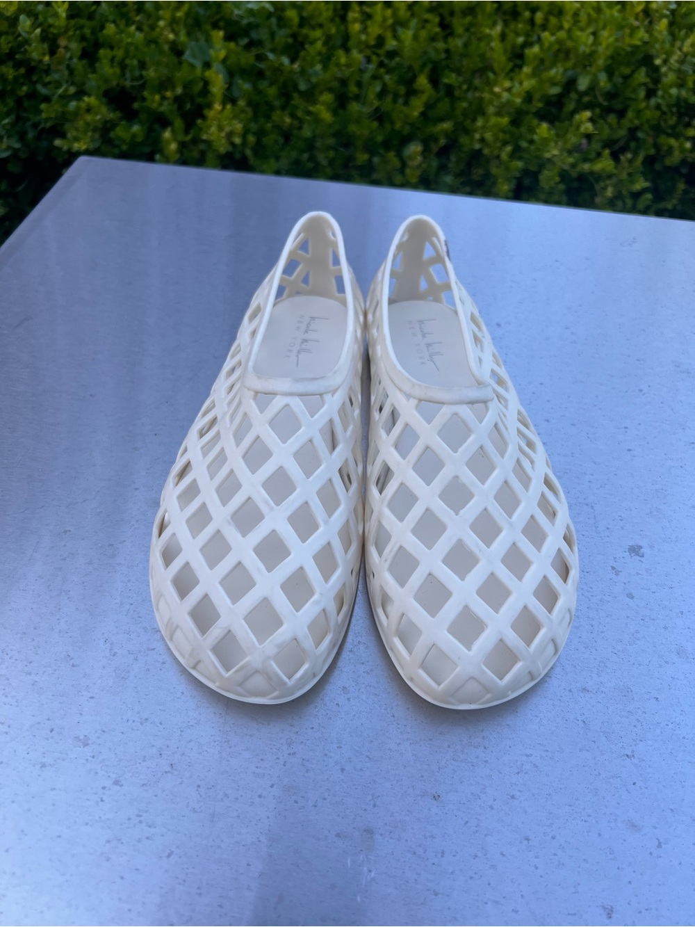 Nicole miller Women’s White Lattice Slip-On rubber should